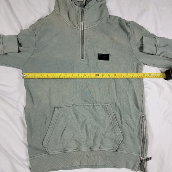 Criminal Damage Mens Medium Green Zip Hoodie Sweatshirt Long Sleeve Casual - Picture 7 of 10